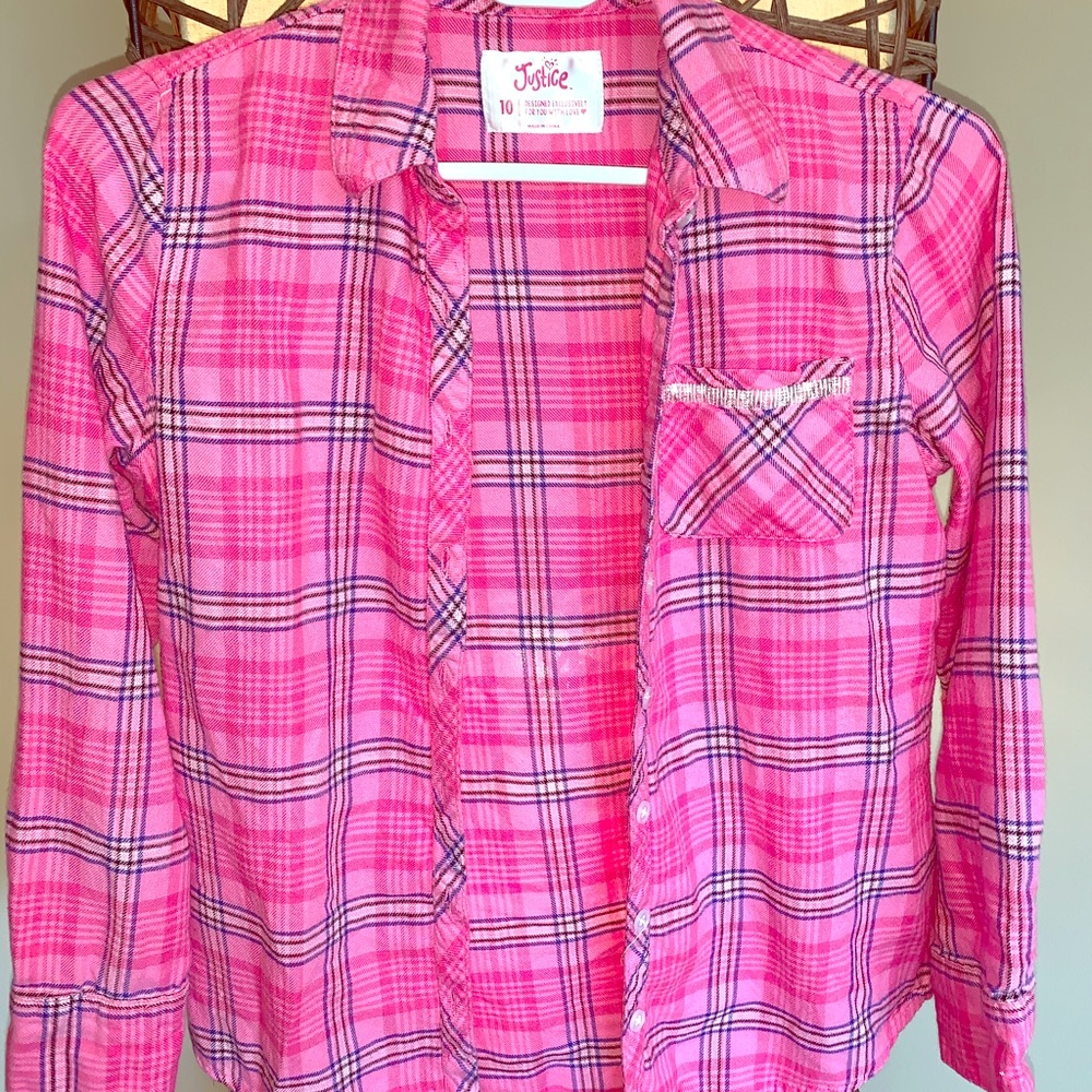 Girls pink plaid shirt